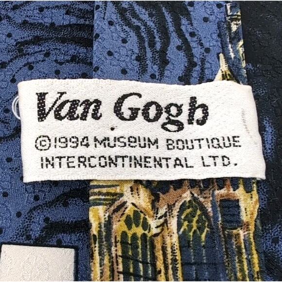 VTG 90s Museum Boutique Silk Tie Vincent Van Gogh The Church Of Auver Suroise - Picture 4 of 8